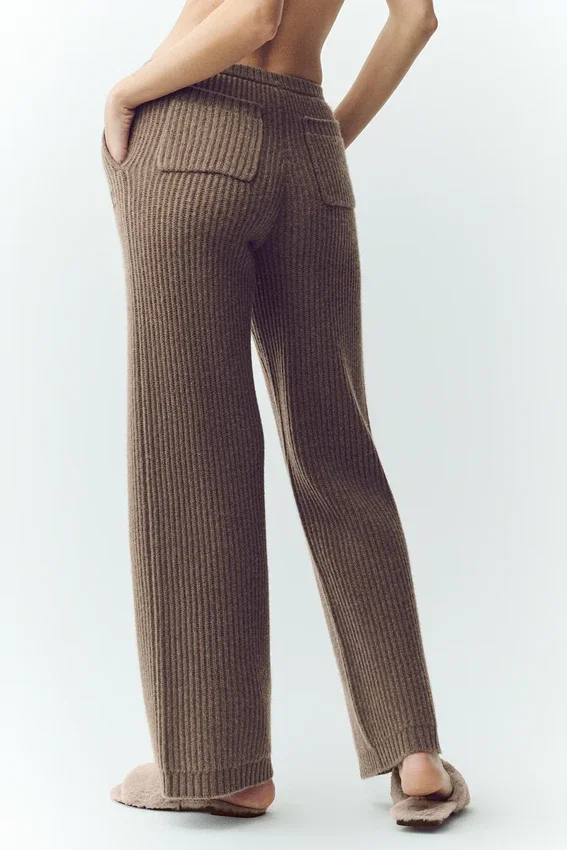 Pantalones de cachemira High-Waist Northstar de pierna recta - Alpine Cocoa Heather