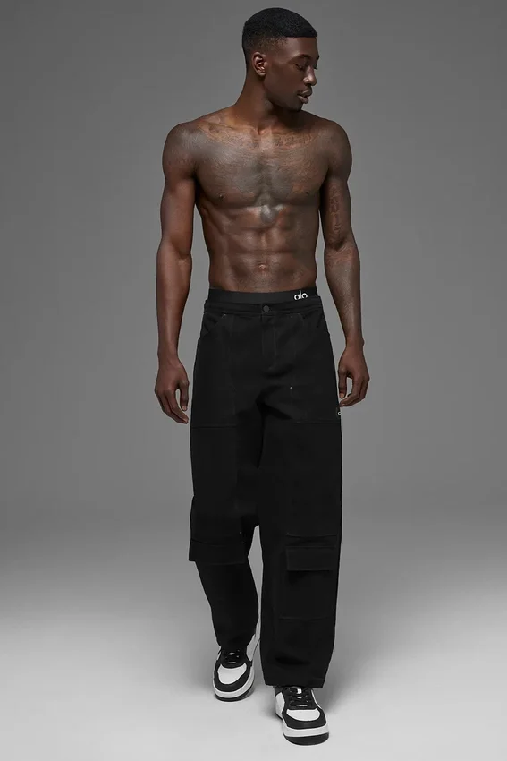 Pantalones de carpintero de lona de algodón - Negro