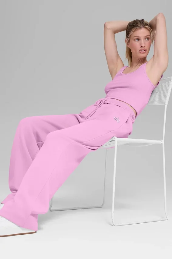 Pantalones de chándal Accolade de pierna recta - Rosa corazón de caramelo