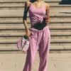 Pantalones de chándal Accolade de pierna recta - Rosa corazón de caramelo