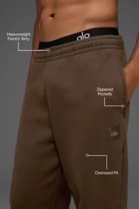 Pantalones de chándal de felpa francesa de peso pesado con dobladillo «Renown» – Espresso