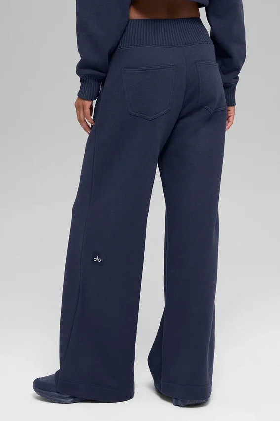 Pantalones de chándal de pierna ancha Serenity - Azul marino