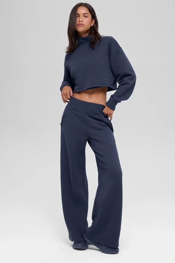 Pantalones de chándal de pierna ancha Serenity - Azul marino