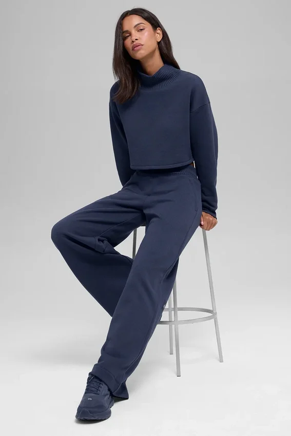 Pantalones de chándal de pierna ancha Serenity - Azul marino