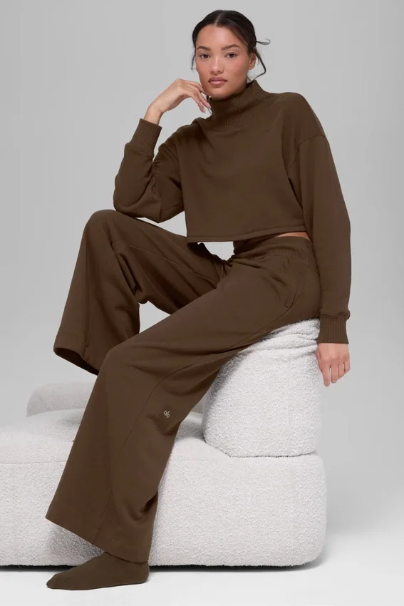 Pantalones de chándal de pierna ancha Serenity - Espresso