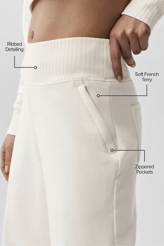 Pantalones de chándal de pierna ancha Serenity - Marfil