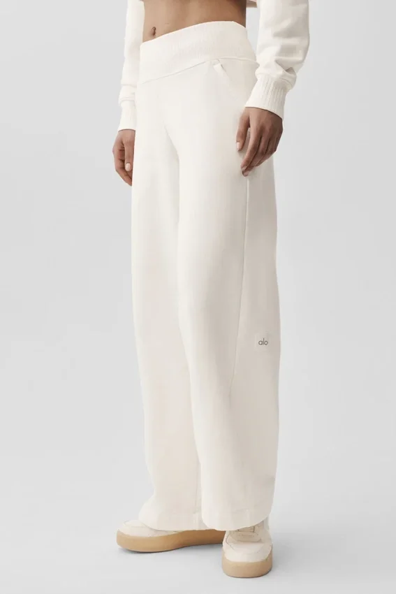 Pantalones de chándal de pierna ancha Serenity - Marfil
