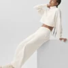 Pantalones de chándal de pierna ancha Serenity - Marfil