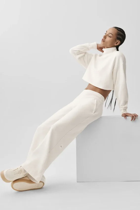 Pantalones de chándal de pierna ancha Serenity - Marfil