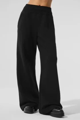 Pantalones de chándal de pierna ancha Serenity - Negro