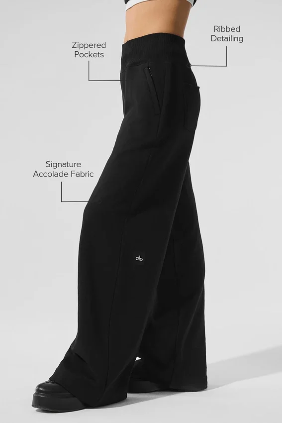 Pantalones de chándal de pierna ancha Serenity - Negro