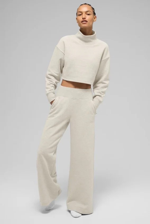 Pantalones de chándal de pierna ancha Serenity - Oatmeal Heather