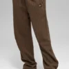 Pantalones de chándal de pierna recta con rayas finas - Rayas finas color espresso