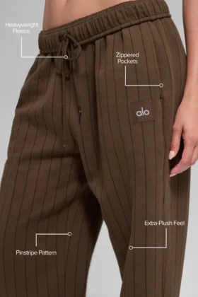 Pantalones de chándal de pierna recta con rayas finas – Rayas finas color espresso