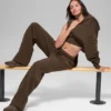 Pantalones de chándal de pierna recta con rayas finas - Rayas finas color espresso