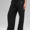 Pantalones de chándal de pierna recta con rayas finas - Rayas finas negras