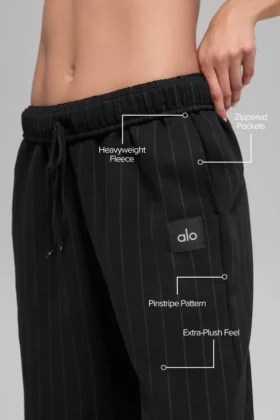 Pantalones de chándal de pierna recta con rayas finas – Rayas finas negras