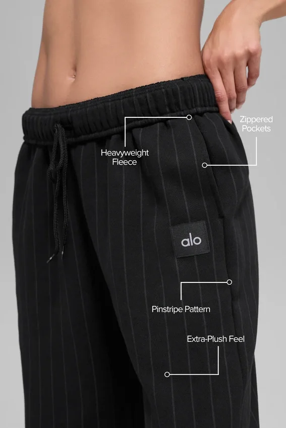 Pantalones de chándal de pierna recta con rayas finas - Rayas finas negras