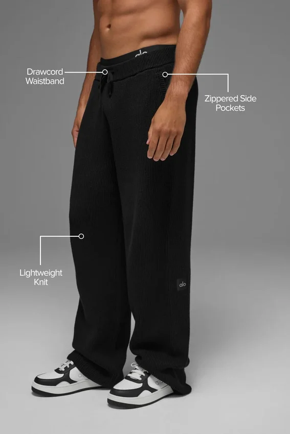 Pantalones de chándal de punto acanalado Domain - Negro