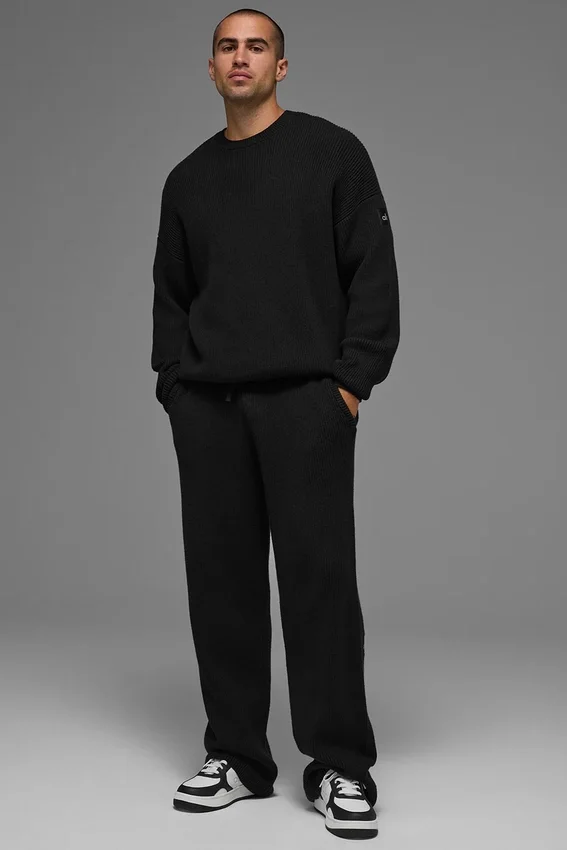 Pantalones de chándal de punto acanalado Domain - Negro