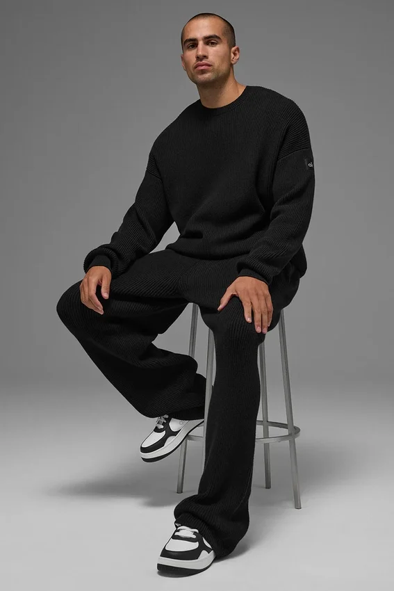 Pantalones de chándal de punto acanalado Domain - Negro
