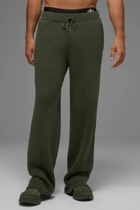 Pantalones de chándal de punto acanalado Domain – Verde oliva