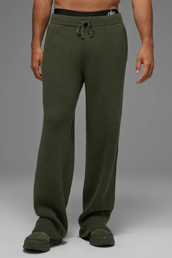 Pantalones de chándal de punto acanalado Domain - Verde oliva