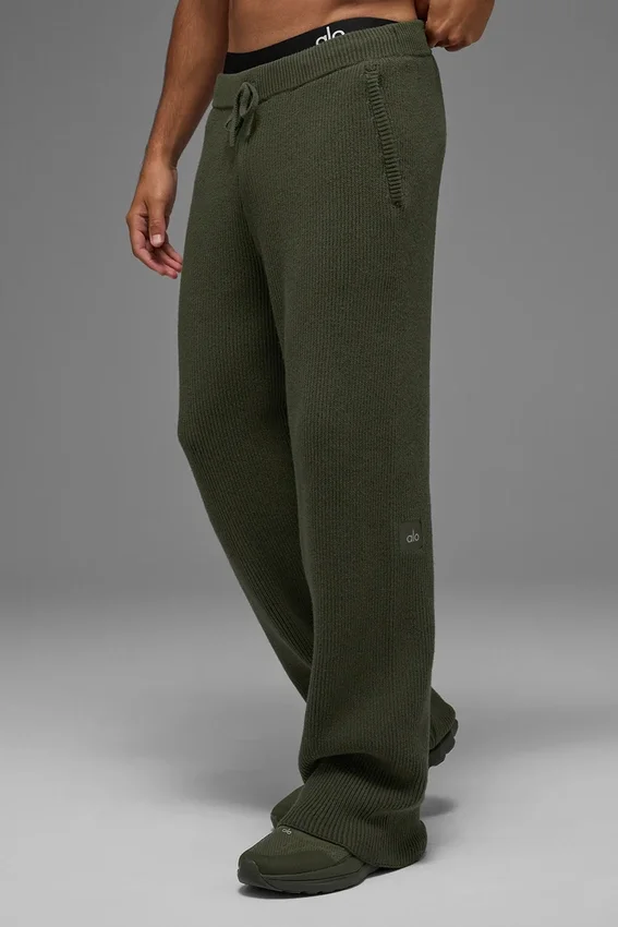 Pantalones de chándal de punto acanalado Domain - Verde oliva