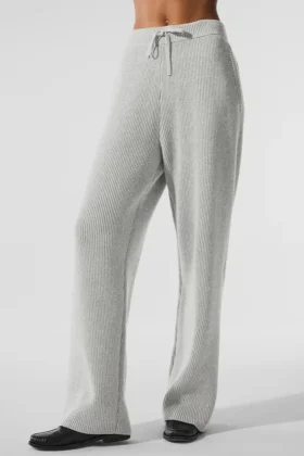 Pantalones de chándal Domain de punto acanalado - Gris jaspeado deportivo