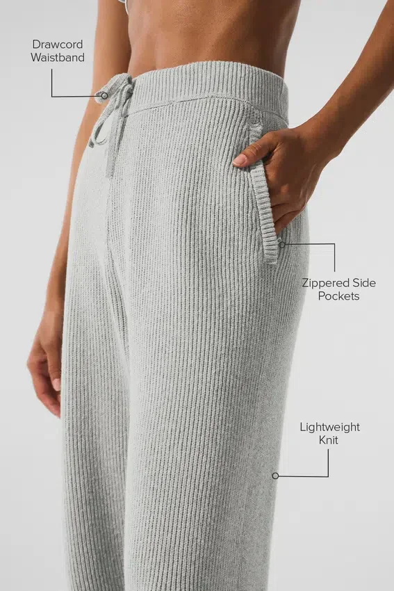 Pantalones de chándal Domain de punto acanalado - Gris jaspeado deportivo