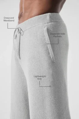 Pantalones de chándal Domain de punto acanalado – Gris jaspeado deportivo