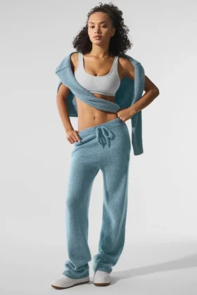 Pantalones de chándal New Class de lana y cachemira - Azul celestial jaspeado con granito