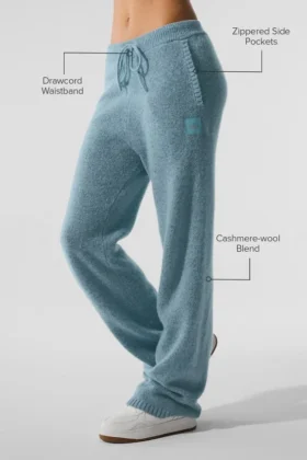 Pantalones de chándal New Class de lana y cachemira – Azul celestial jaspeado con granito