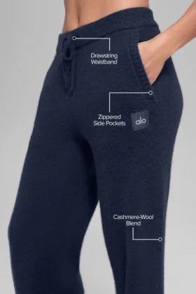 Pantalones de chándal New Class de lana y cachemira – Azul marino