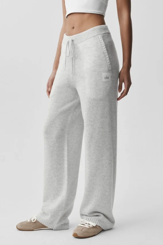 Pantalones de chándal New Class de lana y cachemira - Blanco jaspeado