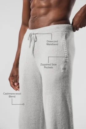 Pantalones de chándal New Class de lana y cachemira – Gris perla jaspeado