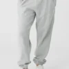 Pantalones de chándal Renown de peso pesado con dobladillo – Gris jaspeado deportivo