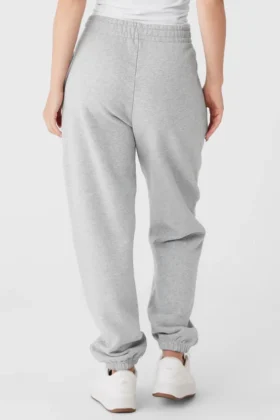 Pantalones de chándal Renown de peso pesado con dobladillo – Gris jaspeado deportivo