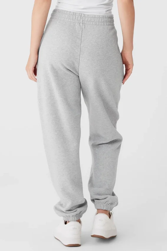 Pantalones de chándal Renown de peso pesado con dobladillo – Gris jaspeado deportivo