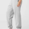 Pantalones de chándal Renown de peso pesado con dobladillo – Gris jaspeado deportivo