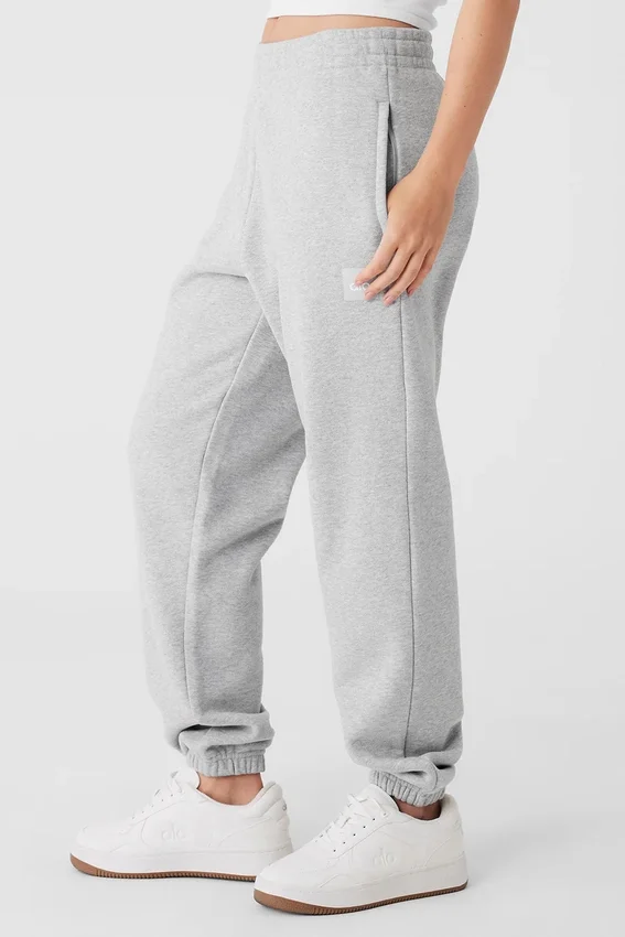 Pantalones de chándal Renown de peso pesado con dobladillo – Gris jaspeado deportivo