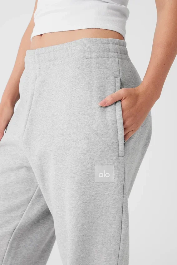 Pantalones de chándal Renown de peso pesado con dobladillo – Gris jaspeado deportivo
