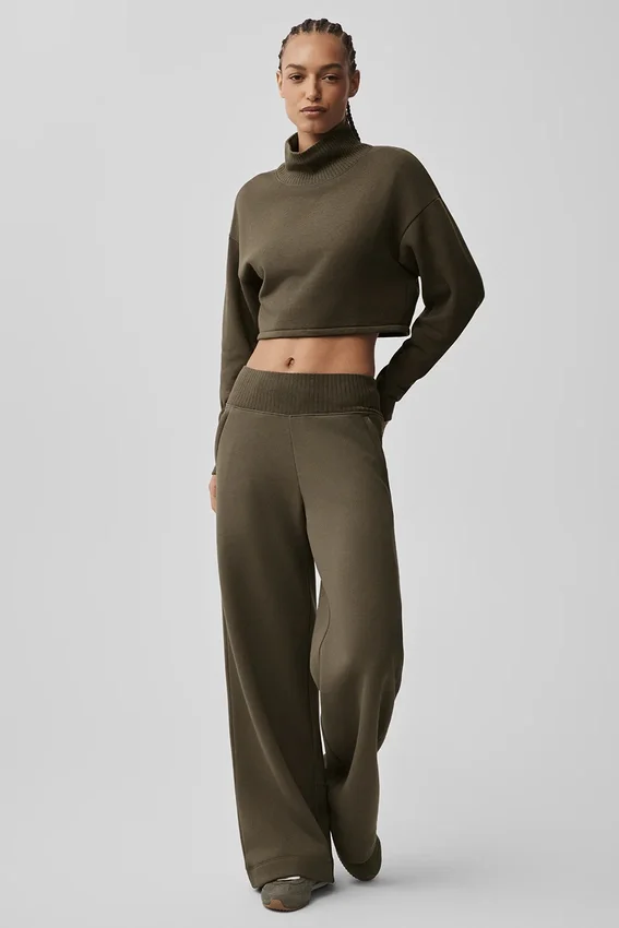 Pantalones de chándal Serenity de pierna ancha - Olive Tree