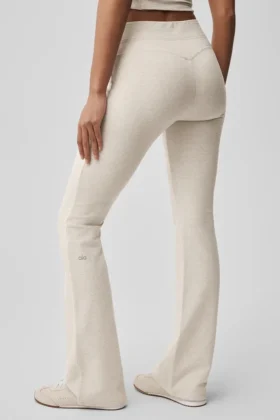 Pantalones de chándal Sway de corte acampanado – Avena jaspeada