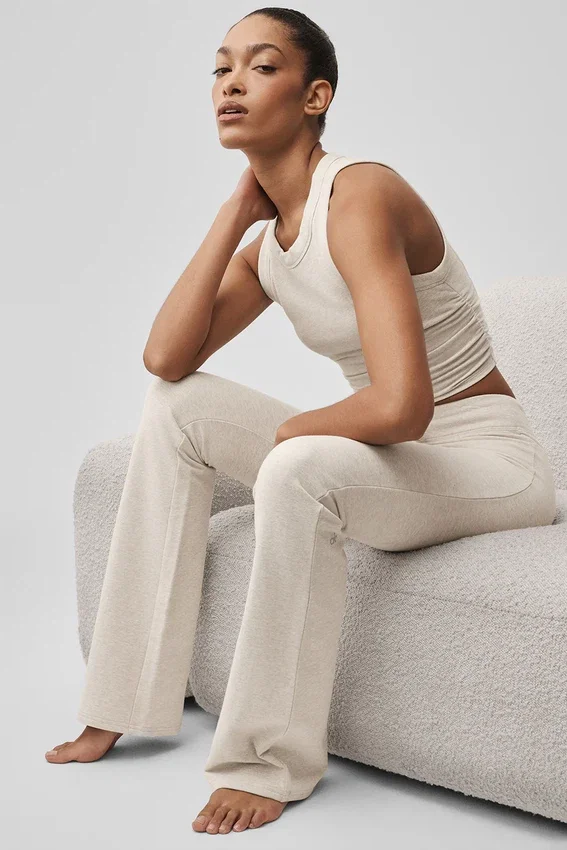 Pantalones de chándal Sway de corte acampanado - Avena jaspeada
