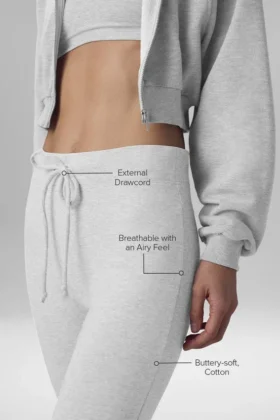 Pantalones de chándal «Sway» de corte acampanado – Gris jaspeado deportivo