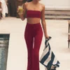Pantalones de chándal Sway de corte acampanado - Rojo Summer Romance