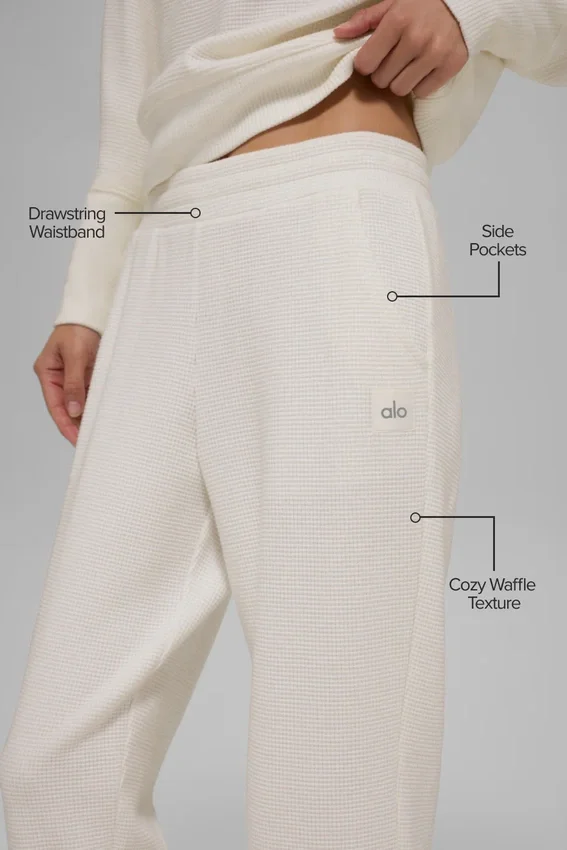 Pantalones de chándal Waffle Weekend Escape - Marfil