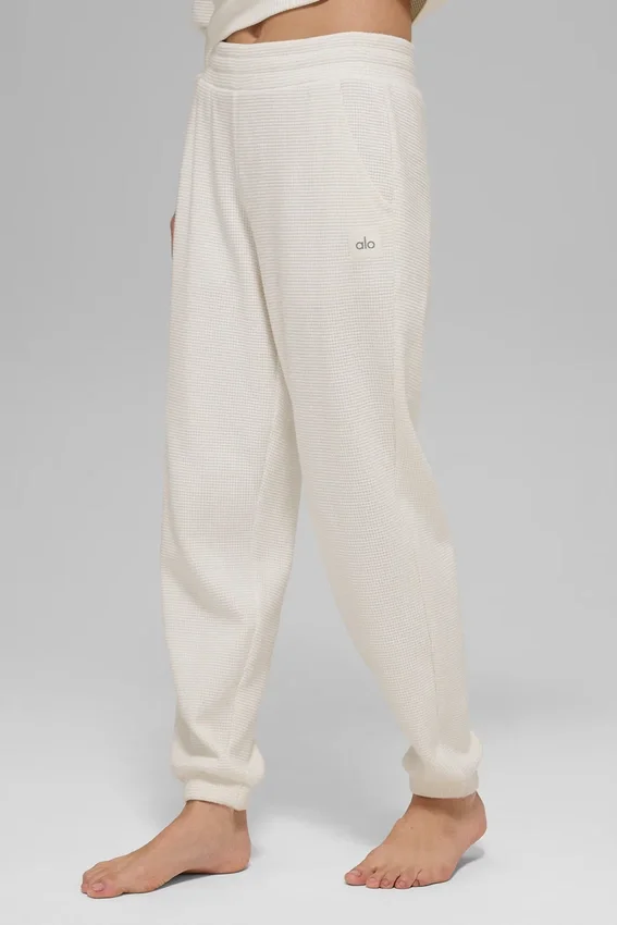 Pantalones de chándal Waffle Weekend Escape - Marfil