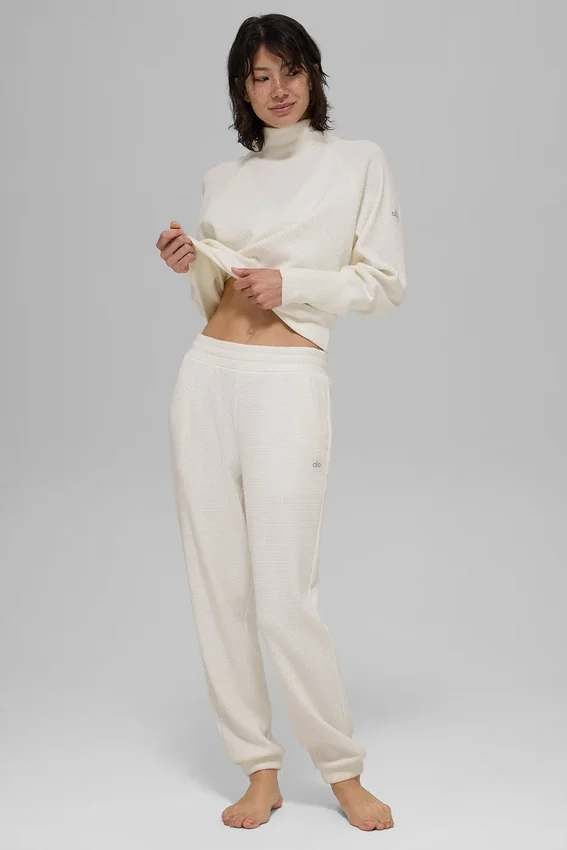 Pantalones de chándal Waffle Weekend Escape - Marfil